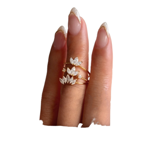 Anillo de Cóctel Vintage Chapado en Oro de 18K con Diamante Cultivado en Laboratorio para Mujer, Joyería de Compromiso y Boda - Product Image 1