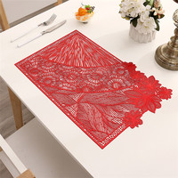 Napperon en vinyle de décor de Noël en PVC creux métallique pour la table à manger de Thanksgiving de mariage