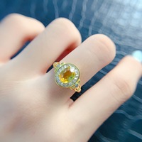 Factory Wholesale 925 Sterling Silver Natural Yellow Sapphire CMA Certification Luxury Fine Jewelry Engagement Wedding Ring