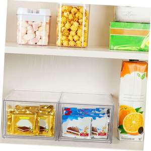 Paquete de 2 Cajas Organizadoras Apilables Rectangulares de PET Transparente para Escritorio, Oficina, Hogar, Artículos de Aseo - Product Image 5