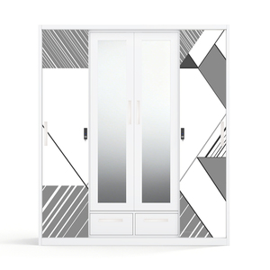 Armario de Acero Impreso con Puertas Correderas, Espejo y Organizador de Cajones - Product Image 1