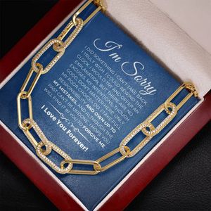 Collar de Eslabones de Papel Dorado con Tarjeta de Texto Personalizado - Regalo de San Valentín para Ella, para Pedida de Perdón y Compasión - Product Image 4