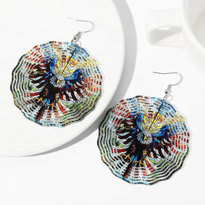 Pendientes de acrílico de Protección Ambiental, estilo europeo y americano, pendientes redondos grandes en forma de águila coloridos para venta al por mayor - Product Image 5