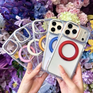 Funda Transparente con Diamantes para iPhone 17 Pro Max, 17, 16, 15, 14, 13, 12, 11, Magnética con Soporte Giratorio de 360°, Nuevo Diseño - Product Image 1