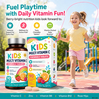 Complément alimentaire multivitaminé à croquer pour enfants, saveur baies, marque privée, enrichi en sureau, pour renforcer l'immunité et soutenir les défenses corporelles
