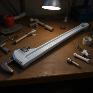 Clé à tuyau en aluminium Dewalt de 48 pouces, à extrémité unique, robuste, en matériau CRV, pour les travaux de plomberie et de bricolage - Product Image 2