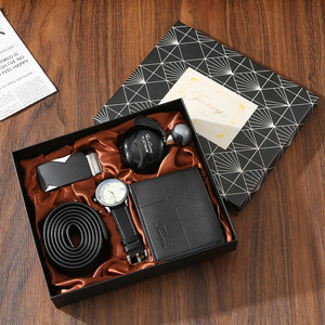 Set <span class=keywords><strong>Regalo</strong></span> Premium da Uomo 5 Pezzi: Orologio, Portachiavi, Penna, Portafoglio, Gemelli in Confezione con Logo Personalizzato, <span class=keywords><strong>Regalo</strong></span> Aziendale per Uomini - Product Image 6