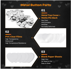 <strong>100</strong> Sets of Heart <strong>Button</strong> <strong>Maker</strong> Supplies Metal <strong>Button</strong> Parts for Pin Making Machine Heart-Shaped Bottom Pin Set - Product Image 6