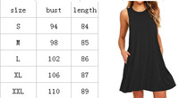 Nouvelle Robe T-shirt Décontractée Confortable pour Femme, Col Rond, Sans Manches, Unie, avec Poches, Style Swing, pour l'Été