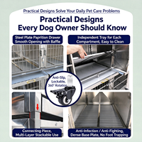 Cage pour chien empilable en acier inoxydable robuste avec plateau amovible, idéale pour hôpitaux vétérinaires, cliniques canines et salons de toilettage