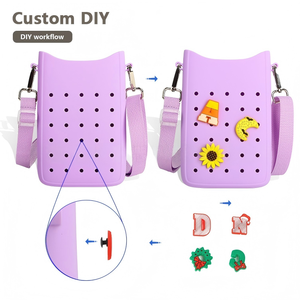 Linda Bolsa de Playa de Silicona 3D con Diseño de Agujeros DIY y Correa para el Hombro, Fundas para Teléfono Móvil para iPhone 15 ProMax, Bolsa Cruzada - Product Image 5