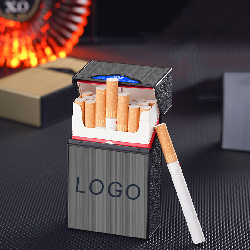custom cigarette case with lighter X-LIGHTER Vintage for 100's, Smell Proof, Retro Metal Cigarette Cases Holder 100s King Size, Funny Smoking Set for Women Men, Christmas Gift (No Gas) : Health & GOOD WORKMANSHIP Cool Black Leather Mens Cigarette