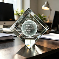 Cube en cristal carré gravé au laser Neelpure N008 avec motif personnalisé - Artisanat DIY pour la Journée de la Terre et la rentrée scolaire