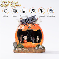 Décoration de fête d'Halloween : Diorama citrouille lumineux en résine, figurine décorative, accessoire effrayant pour maison hantée, bar et présentation sur bureau