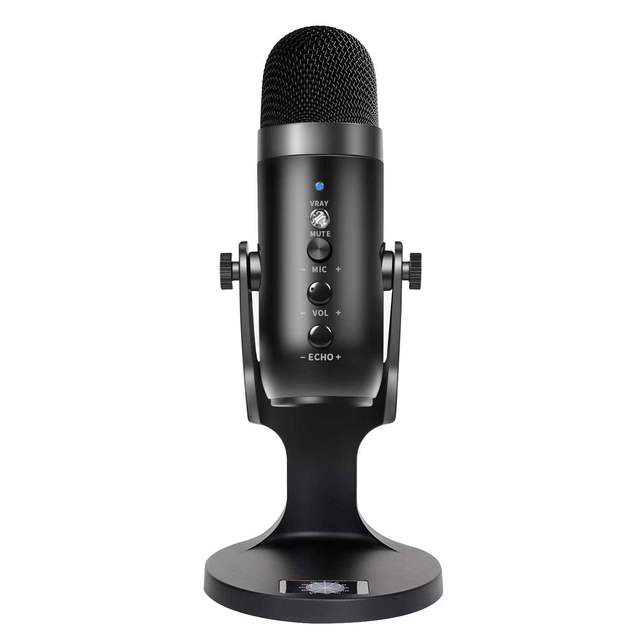 Desktop USB Studio Condenser Recording Wire Microphone for Radio for Gaming Karaoke Livestream Streaming Podcast With Monitor