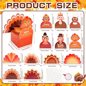 กล่องของขวัญกระดาษลายไก่งวงสำหรับงานเลี้ยงวันขอบคุณพระเจ้า แพ็ค 12 กล่อง กล่องของขวัญกระดาษแข็งสีขาวสำหรับตกแต่งงานเลี้ยงวันขอบคุณพระเจ้า - Product Image 2