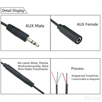Câble audio TRS 3 pôles mâle, fils dénudés et étamés, faisceau radio pour autoradio, amplificateur, kit de réparation de casque
