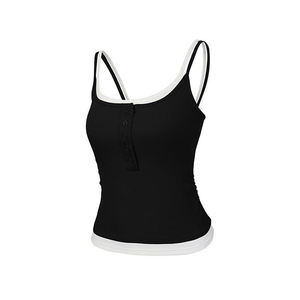 Color Block Two-Piece Style Sports Camisole Ribbed <b>Padded</b> <b>Vest</b> Outer Wear One-Piece Knitted Sleeveless <b>Top</b> - Product Image 5