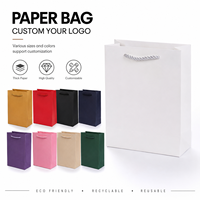 Sac cadeau en papier avec poignée en corde, logo personnalisé, sac à bijoux, petit sac pour accessoires, sac de shopping, vente en gros