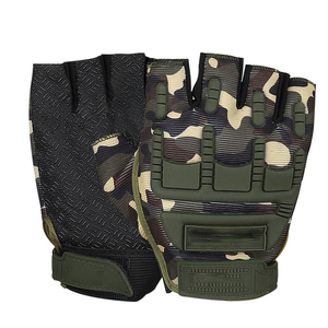 Gants tactiques mi-doigts pour sports de plein air, camping, tir, randonnée, moto, avec protection rigide en caoutchouc pour les articulations - Product Image 1