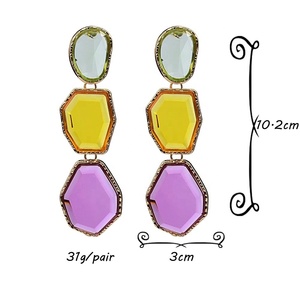 Nuevo Collar de Gargantilla de Resina Transparente <span class=keywords><strong>Multicolor</strong></span> ZA para Mujer, Collar Grande de Metal Chapado en Oro, Juego de Aretes de Acrílico - Product Image 6