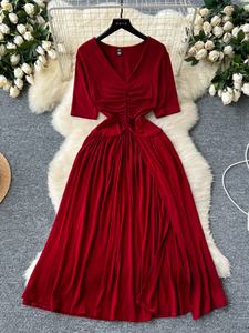 Nueva moda dulce encaje bordado cintura tirando vestido para mujer sensación única delgada elegante edad reducción primer amor vestido - Product Image 3