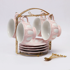 Hot Selling Nordic Style Relief Ceramic Mug and Saucer <b>Sustainable</b> Porcelain Tea and Coffee Set for <b>Gifts</b> or Tableware - Product Image 3