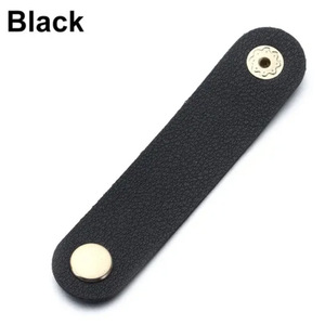 Venta directa de fábrica de organizador de cables para auriculares de cuero PU con hebilla creativa para gestión de cables, cable portátil para auriculares - Product Image 5
