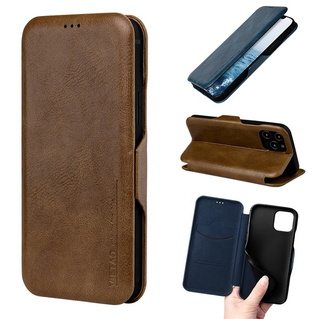 High Quality Leather Flip Wallet Mobile Phone Case for iPhone 13 Pro Max 12 11 7/8 X XS Max Card Slot Leather Book Flip Cover
