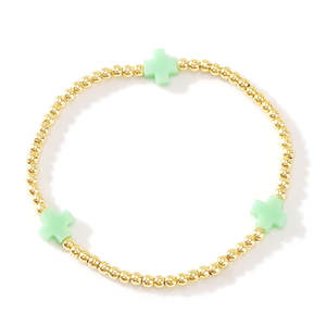 Nouveau Boho été 18K or rempli plaqué pour Bracelet ensemble arc-en-ciel croix extensible mode coquille principalement en laiton pour cadeau femme - Product Image 6