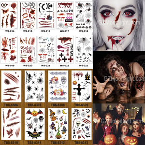 Tatuajes Temporales Impermeables para Halloween y Navidad, Maquillaje de Broma para la Cara, Pegatinas de Maquillaje para Fiestas, Pegatinas de Tatuajes Falsos - Product Image 3