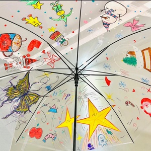 Christmas Printed Transparent Straight Semi-Automatic Modern <b>Umbrella</b> Christmas Tree Snow Man Deer Gingerbread Pattern Adults - Product Image 6