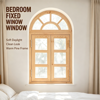 Ventana Arqueada de Pino Sólido, Marco Curvo de Madera Maciza para Decoración de Edificios Clásicos y Villas