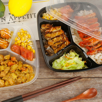 Contenants alimentaires en plastique pour micro-ondes en gros, boîtes bento jetables à 1, 2, 3 ou 4 compartiments pour la préparation des repas et les plats à emporter