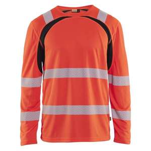BLAKLADER - 359910135599S Hi-Vis Camiseta de manga larga con protección UV Rojo hi-vis/negro-EAN 7330509932735 ROPA DE TRABAJO DE LA HI-VIS - Product Image 1