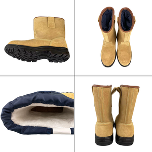 Nuova Tendenza Stivali di Sicurezza da Uomo 10 Pollici per Deserto e Miniera in Pelle Scamosciata di Vacchetta con Punta in Acciaio e Suola in Acciaio - Product Image 4
