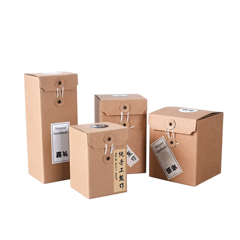 Creativo fiore di imballaggio di tè piazza kraft scatola di carta da imballaggio corda marmellata fibbia stringa regalo di miele scatola di scatola di imballaggio