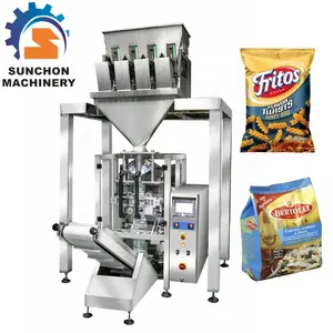 4 heads weigher automatic chips snack rice coffee bean packaging machinery