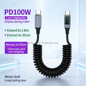 Cable de Datos Tipo-C con Pantalla Digital, Carga Rápida PD100W, Material PVC, Carga Inteligente de 60W, Corriente Visible, Cobre Puro - Product Image 4