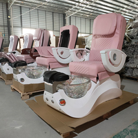 Équipement de salon de manucure, fauteuil de pédicure électrique de luxe avec base inclinable blanche, fauteuil de manucure avec massage