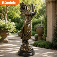 Statue antique en bronze coulé, représentant une femme, Musa grecque, joueuse de lyre, sculpture en métal, figurine d'art pour la décoration intérieure de la maison, du bureau ou de l'hôtel