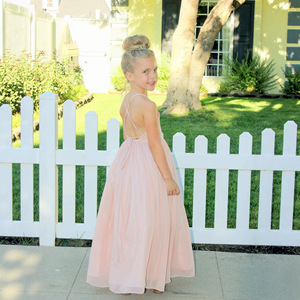 Robe de demoiselle <span class=keywords><strong>d</strong></span>'honneur rose sans manches en mousseline de soie pour enfants, robe de soirée formelle pour mariage - Product Image 3