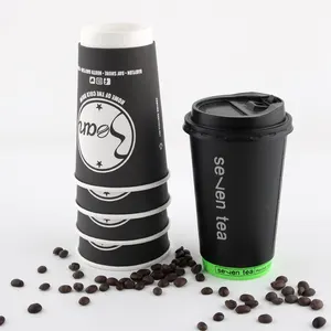 Custom Printed Takeaway Cardboard 8 10 12 16 Oz Cup For Hot Drinks Single Double Wall Disposable Pla Paper Coffee Cups With Lid