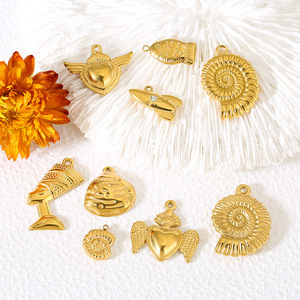 Pendentif en acier inoxydable de formes variées : coquillage, fusée, cœur, ailes – Accessoire de bijouterie DIY - Product Image 1