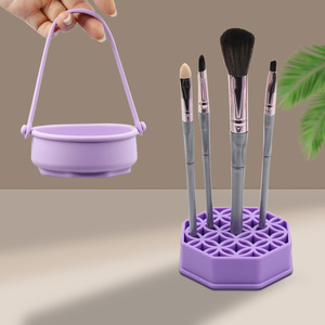 New Arrival <b>Silicone</b> Makeup Brush Holder Desktop Organizer Hanging Drying Rack Brush Cleaning Bowl Multifunction Wash <b>Tool</b> - Product Image 1