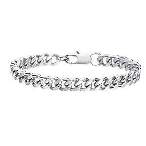 Bracelet cubain en acier inoxydable couleur argent, haute brillance, anti-allergie, étanche, vente en gros, mode 2024 - Product Image 5