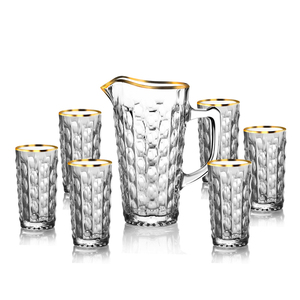 Bộ 7 ly thủy tinh mạ vàng, gồm bình thủy tinh 1000ml và 2 ly 280ml - Product Image 3