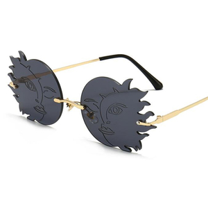 Chic sin montura gafas de sol 2020 de moda de señora poligonal sol <span class=keywords><strong>cara</strong></span> de <span class=keywords><strong>luna</strong></span> gafas de sol novedad partido divertido gafas - Product Image 2