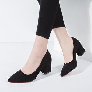 Otoño nueva moda europea y americana Suede Point Head Shallow Thick Heel Set <span class=keywords><strong>pie</strong></span> profesional zapatos individuales - Product Image 3