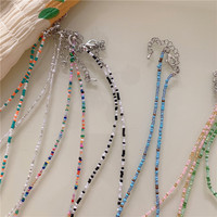 Collier en perles de couleur rétro coréen Jiamu pour fille, style simple et tendance, collier bohème arc-en-ciel, prix de gros
